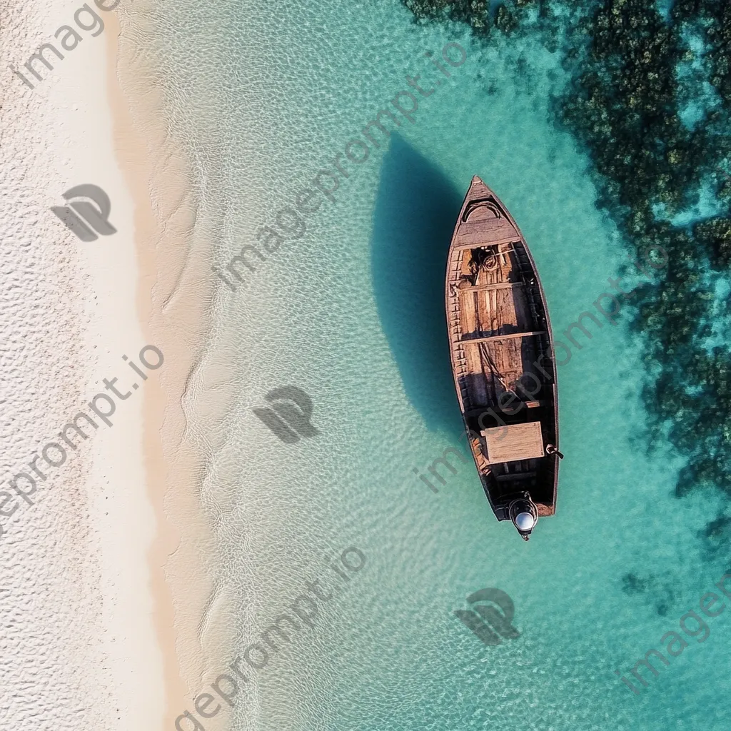 Aerial view of traditional pearl diving boat near beach - Image 3