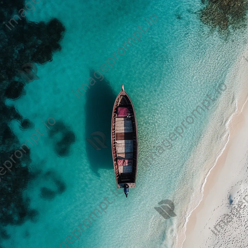 Aerial view of traditional pearl diving boat near beach - Image 4