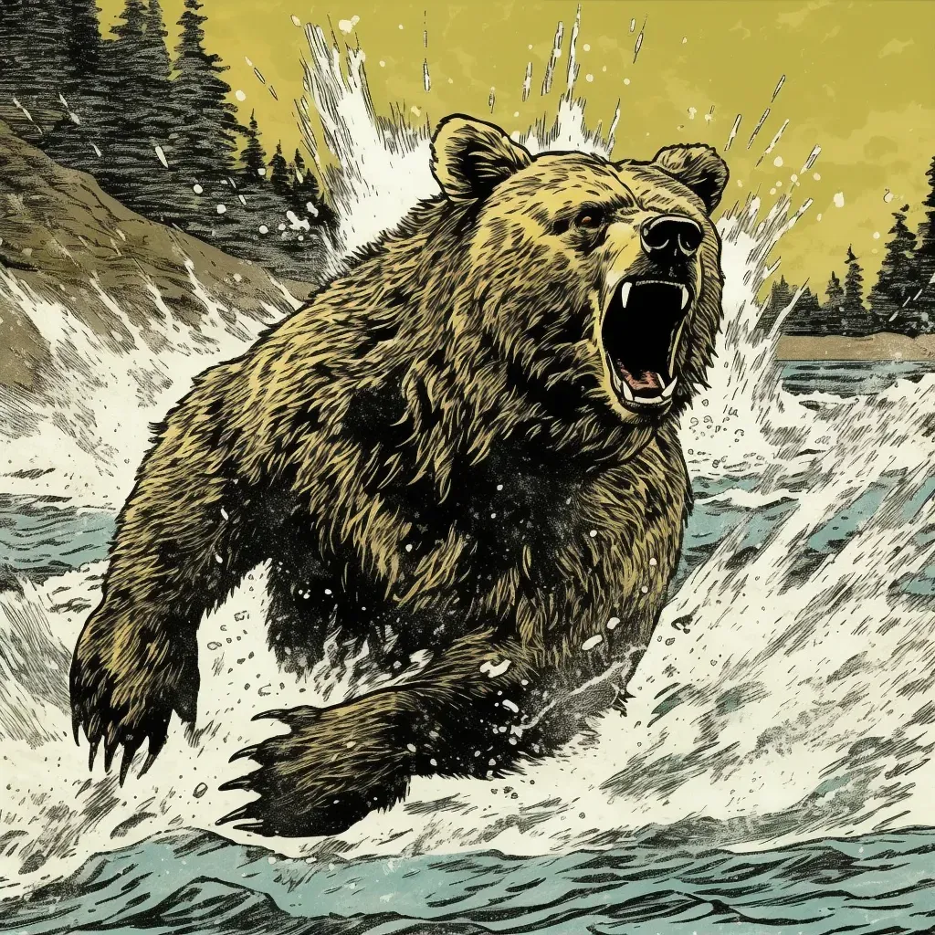 Image of a bear catching a fish in a river - Image 2