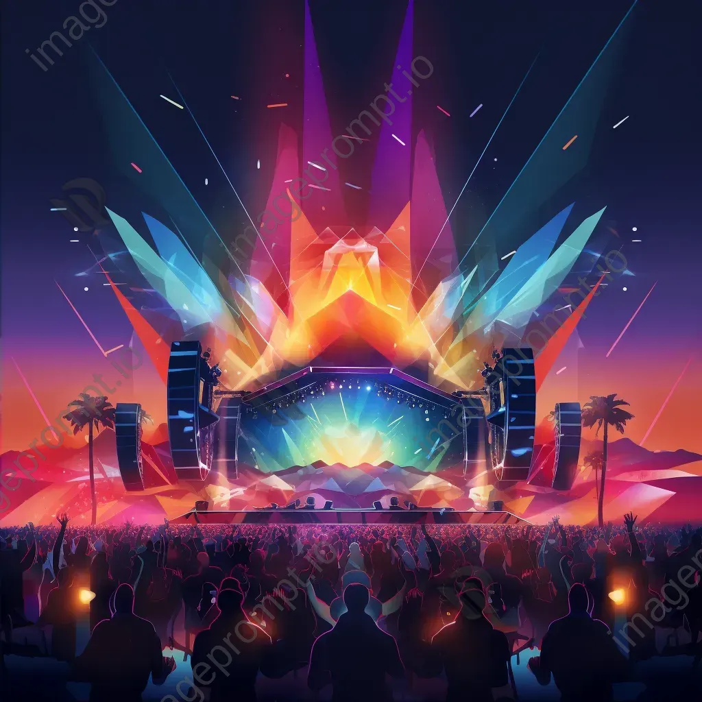 Low Poly music festival depiction with neon gradients - Image 2