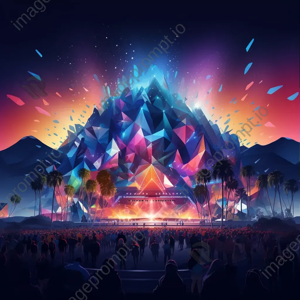 Low Poly music festival depiction with neon gradients - Image 3