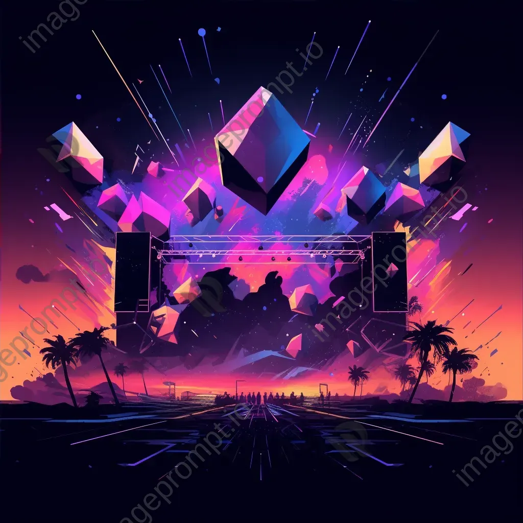 Low Poly music festival depiction with neon gradients - Image 4