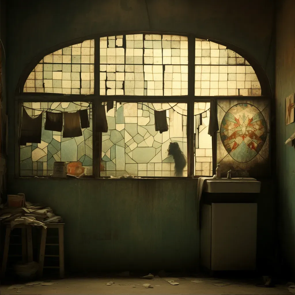 Image of stained glass window in laundromat - Image 2