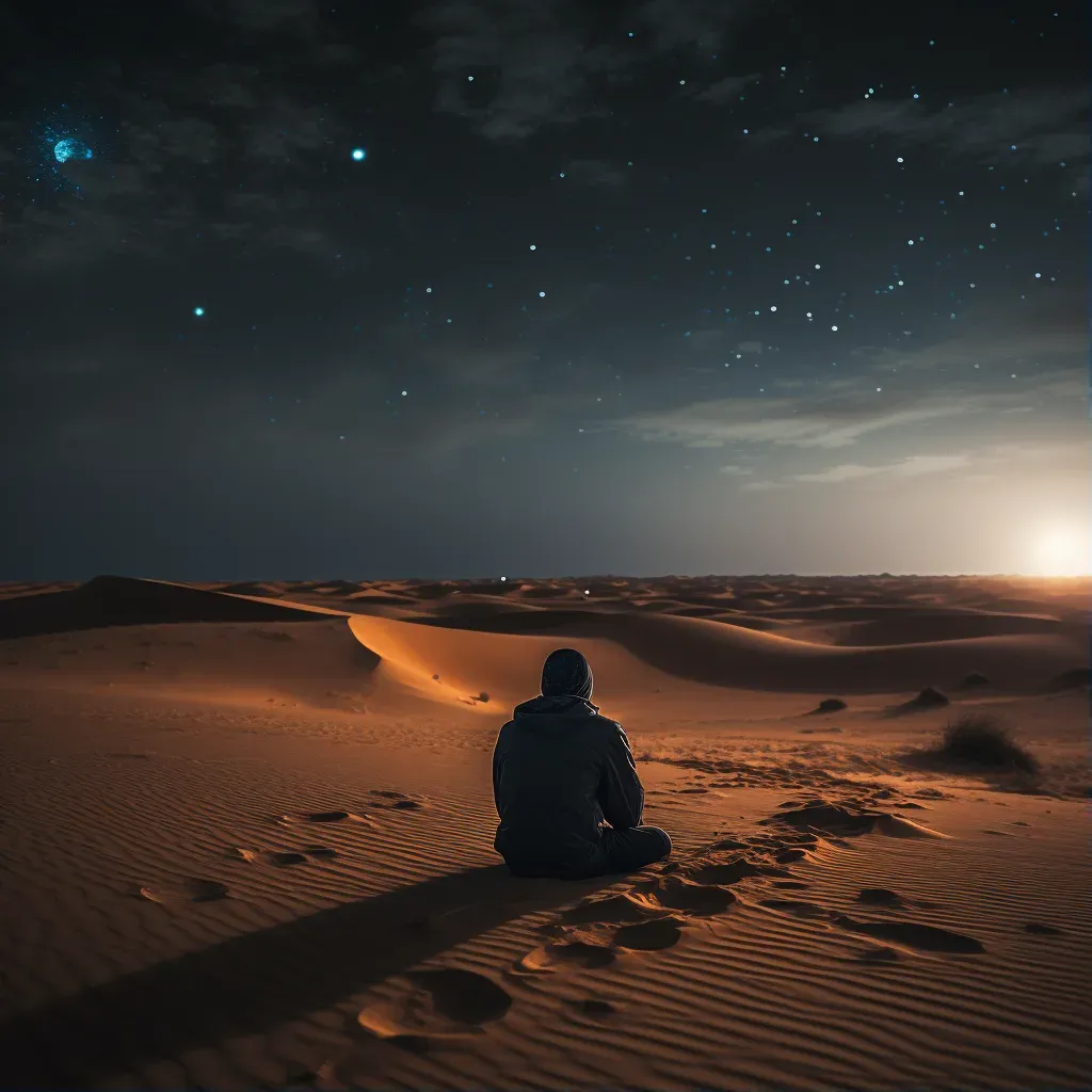 A person gazing at the stars in a desert night - Image 1