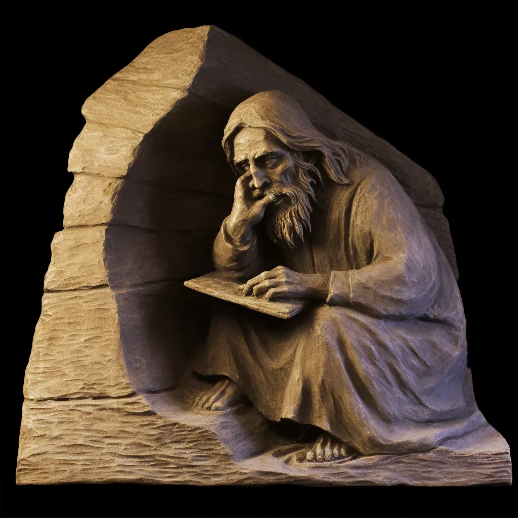 Stone sculpture of ancient philosopher in image prompt - Image 2