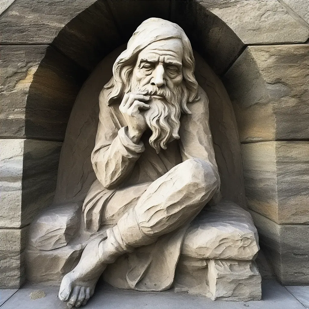 Stone sculpture of ancient philosopher in image prompt - Image 4