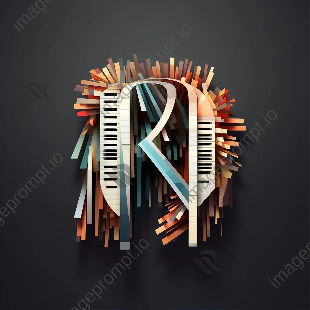 Word depicted with low poly piano keys in homage to music - Image 1