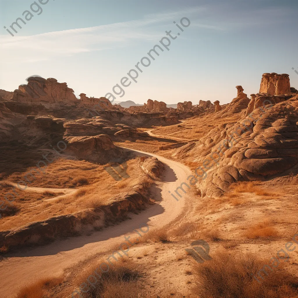 Panoramic view of a winding path among desert rock formations - Image 2