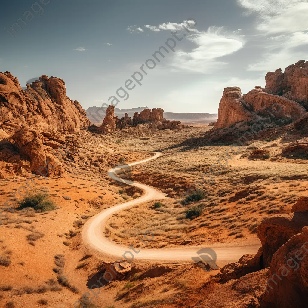 Panoramic view of a winding path among desert rock formations - Image 3