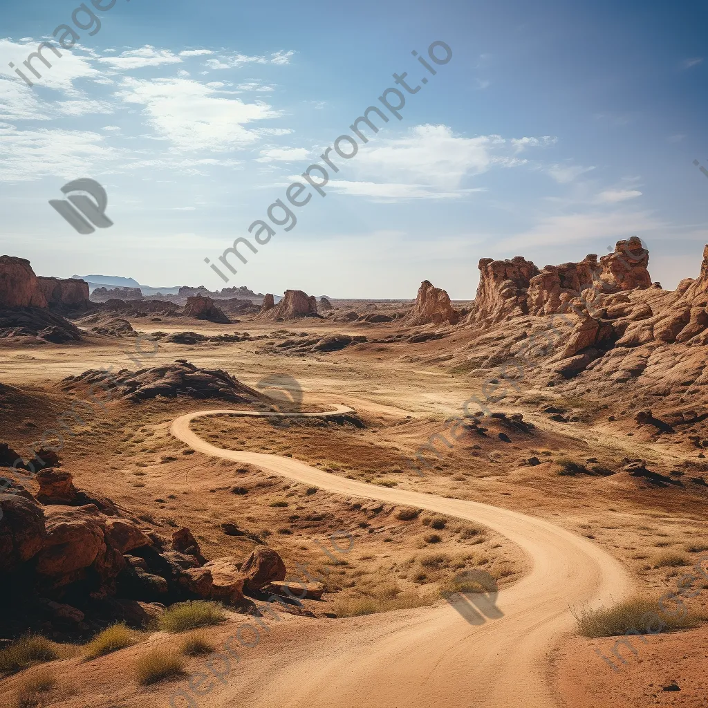 Panoramic view of a winding path among desert rock formations - Image 4