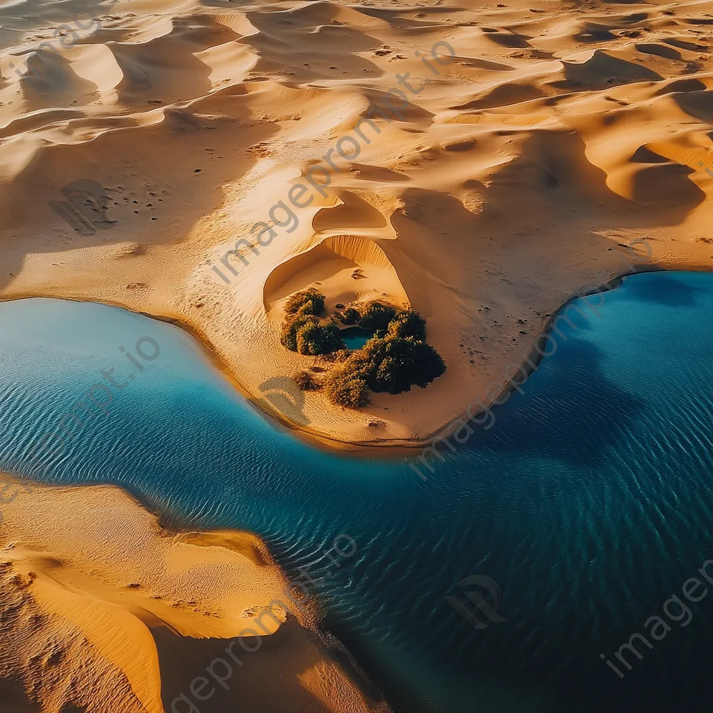 Aerial view of a desert oasis amidst sand dunes - Image 3