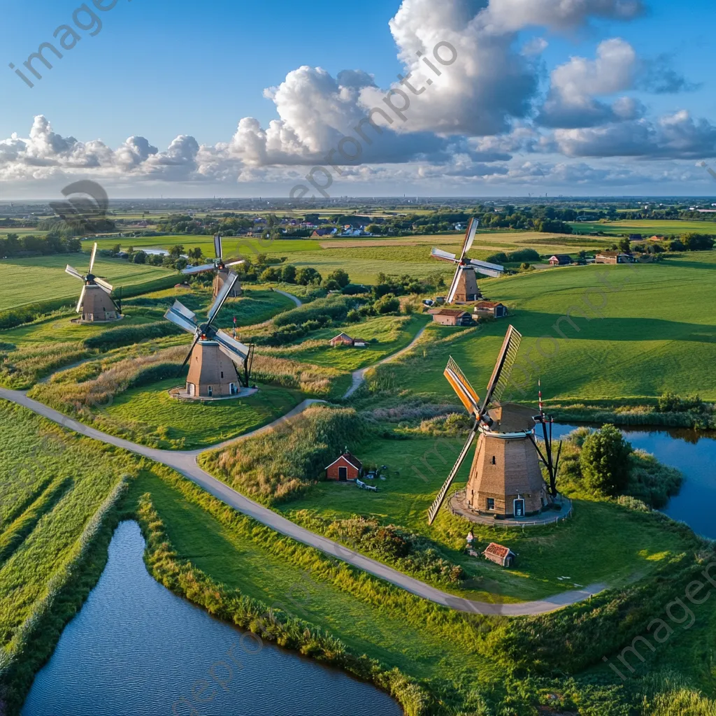 Aerial view of multiple traditional windmills - Image 1