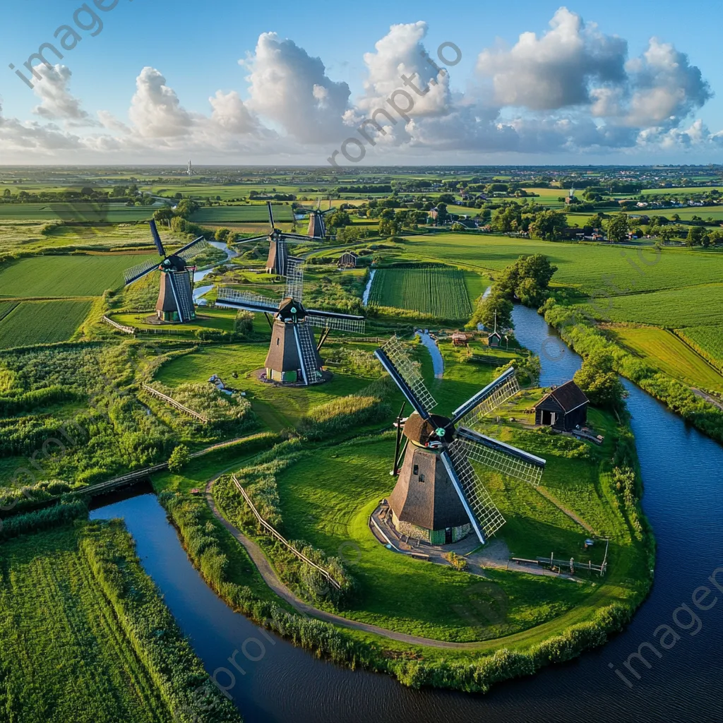 Aerial view of multiple traditional windmills - Image 2