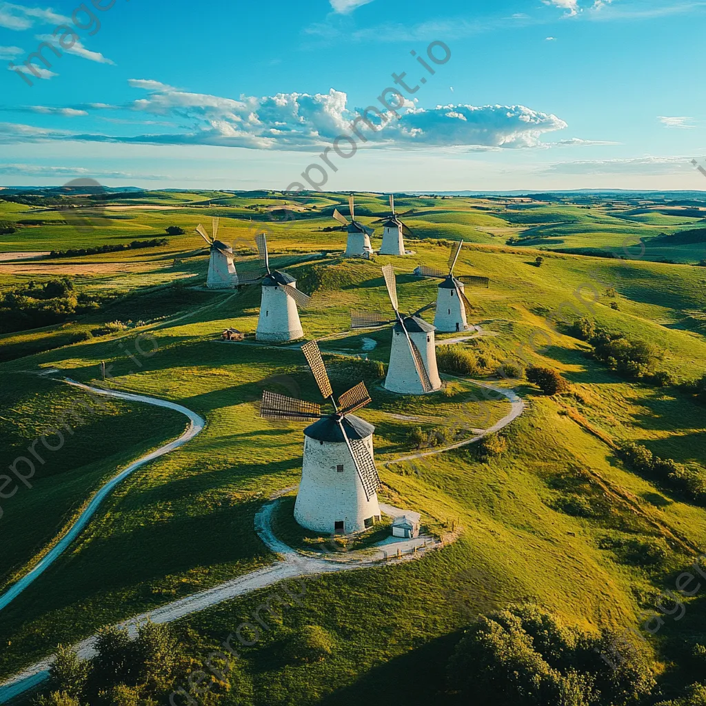 Aerial view of multiple traditional windmills - Image 3