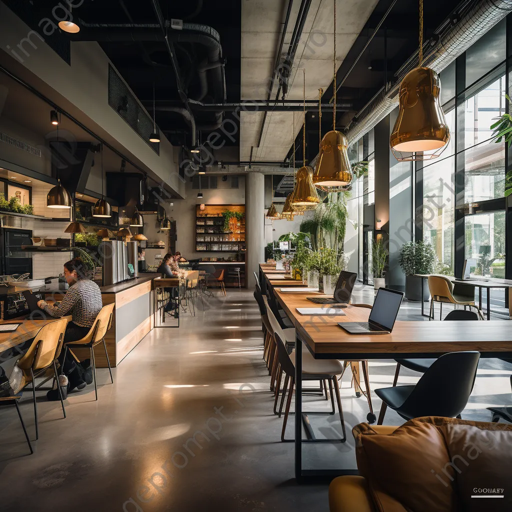 Individuals choosing between open areas and quiet pods in a hybrid co-working space - Image 1