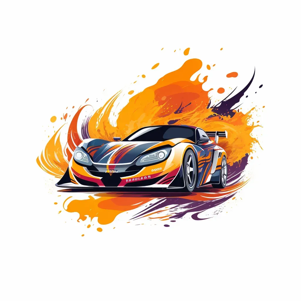 Motorsports team logo with blazing race car on track - Image 3