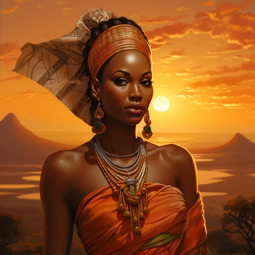 Woman in African Attire Glowing under Sunset - Image Generated - Image 2