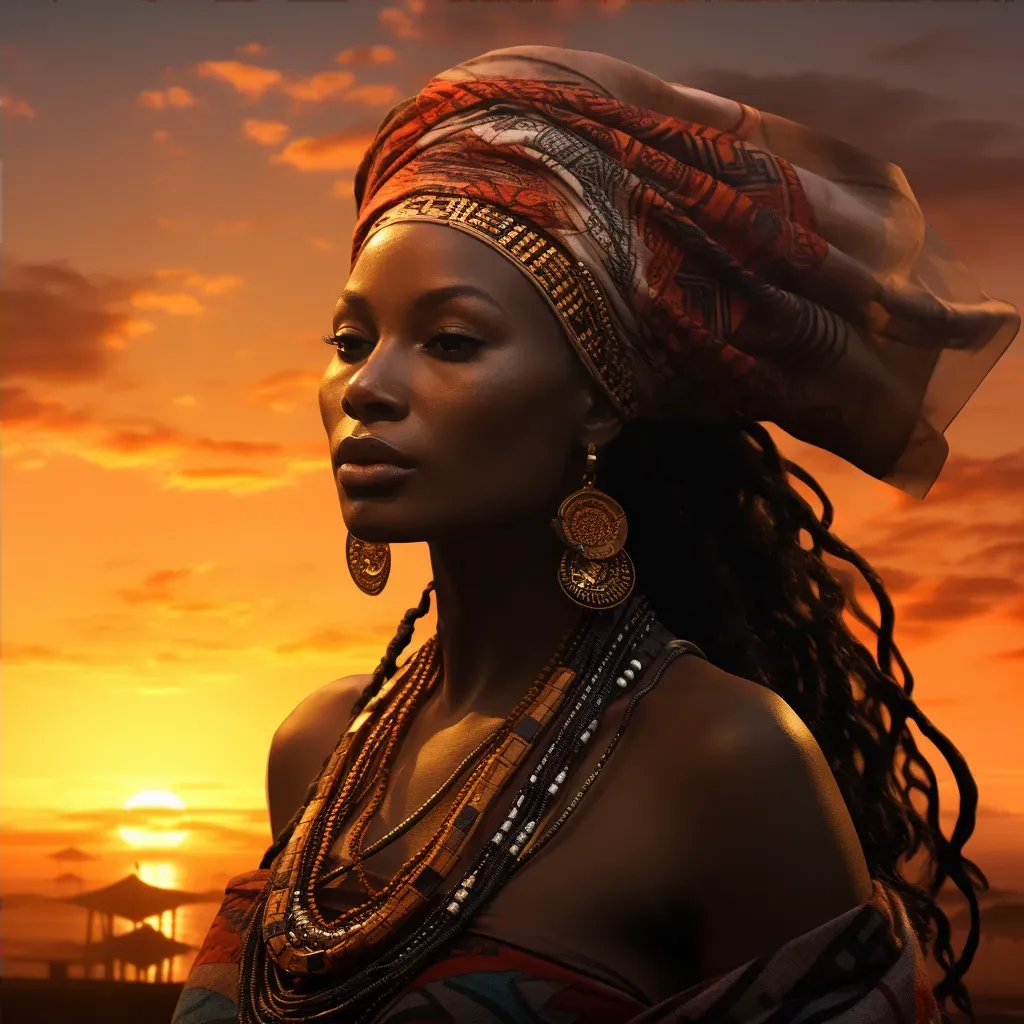 Woman in African Attire Glowing under Sunset - Image Generated - Image 4