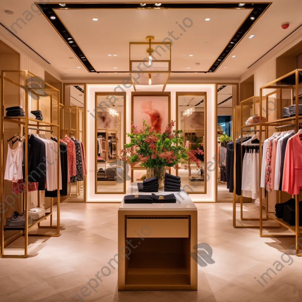 Aisle of a boutique filled with clothing and soft overhead lighting. - Image 4