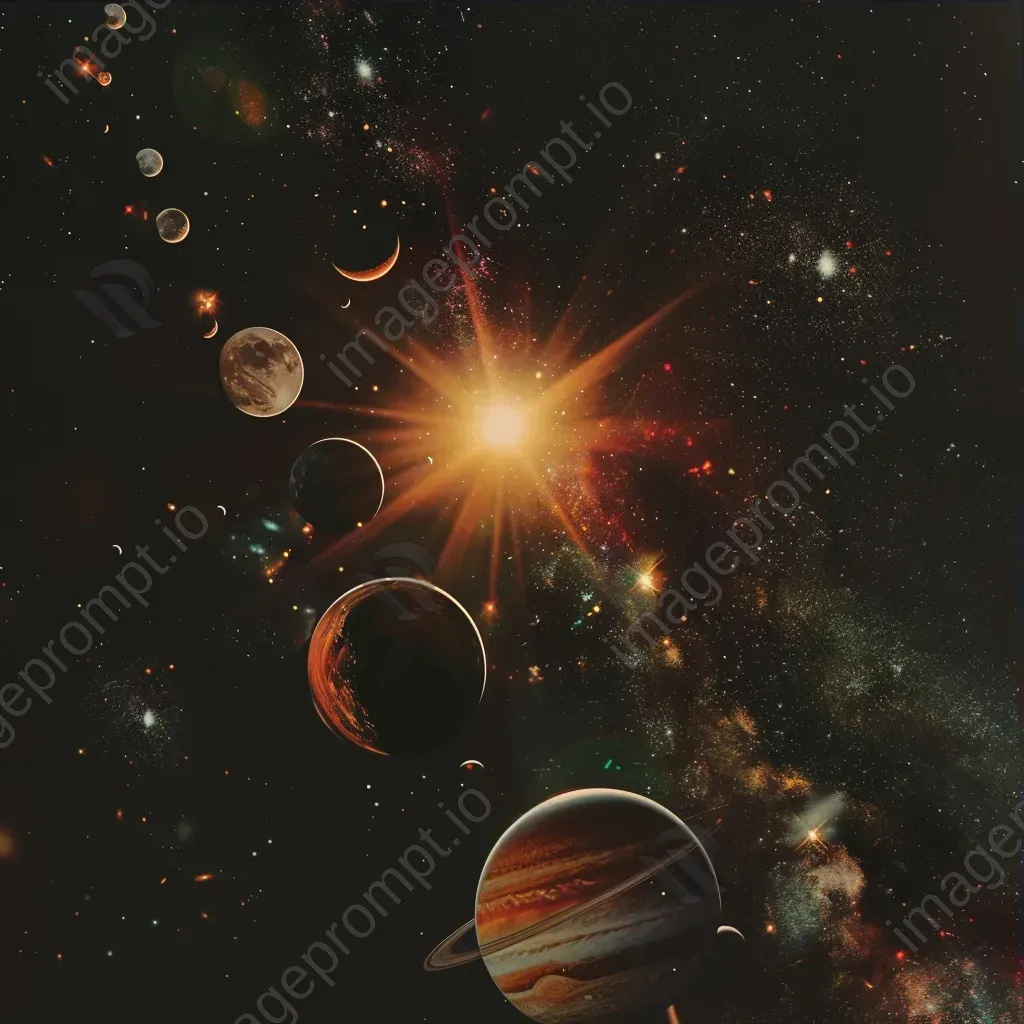 Colorful planets and moons orbiting a bright star in the solar system - Image 3