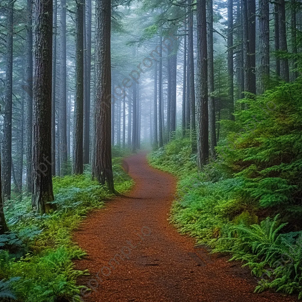 Misty forest path shrouded in fog and mystery - Image 2