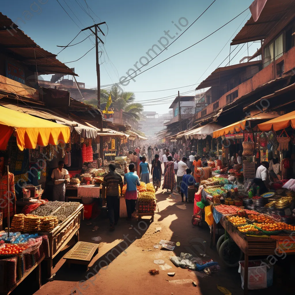 Vendors at a street market engaging in digital payments with smartphones in soft sunlight. - Image 4