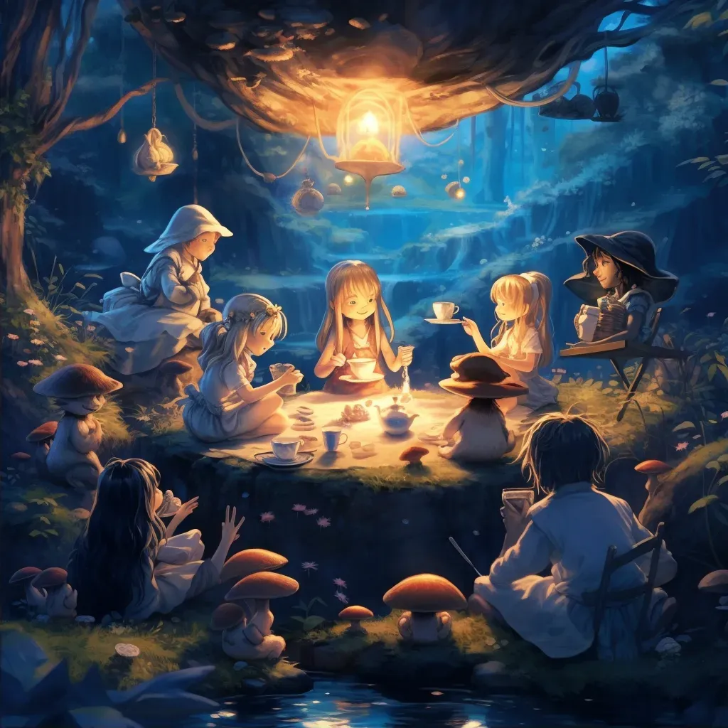 Enchanted Gathering in the Moonlit Forest