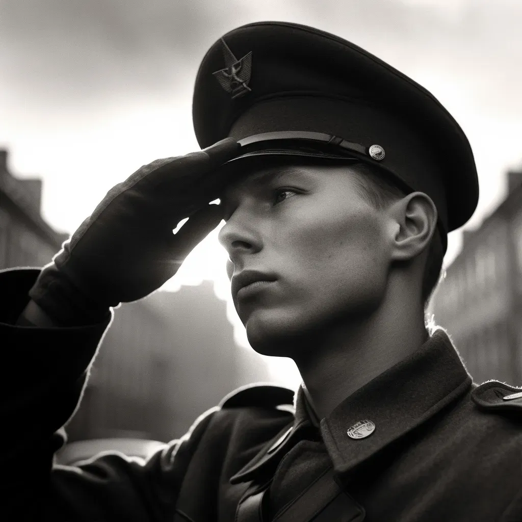 Soldier Saluting in Uniform at Dawn - Image Generated - Image 1