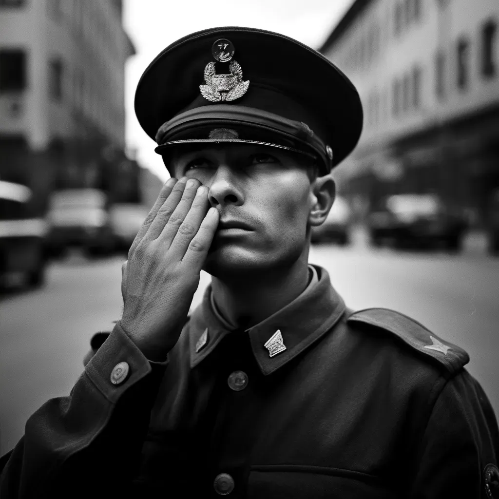 Soldier Saluting in Uniform at Dawn - Image Generated - Image 2