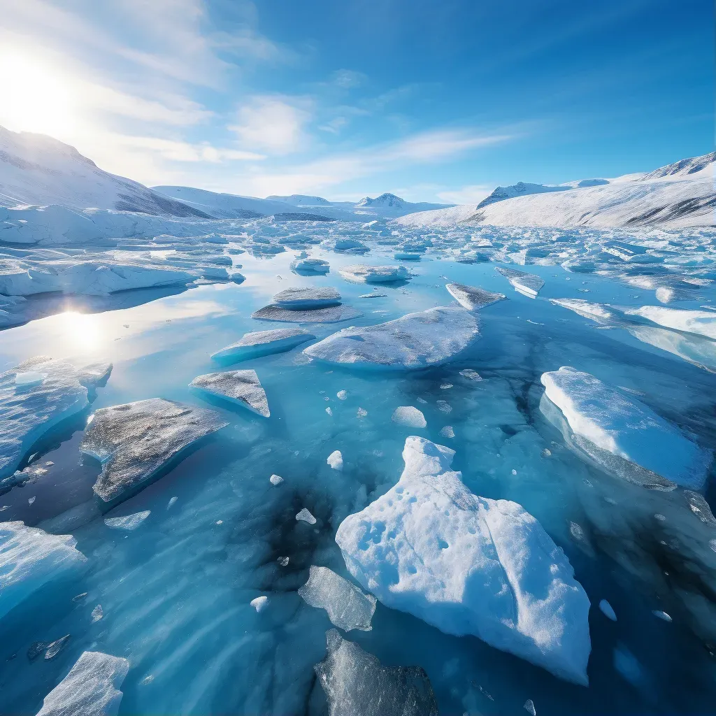 Ice melting in polar landscape, showing the effects of glacier melt - Image 1