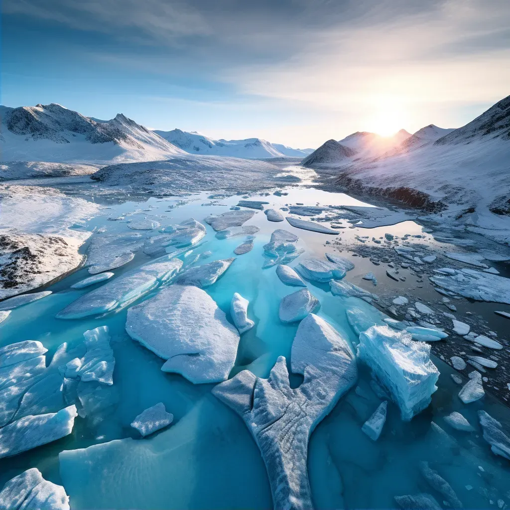 Ice melting in polar landscape, showing the effects of glacier melt - Image 2