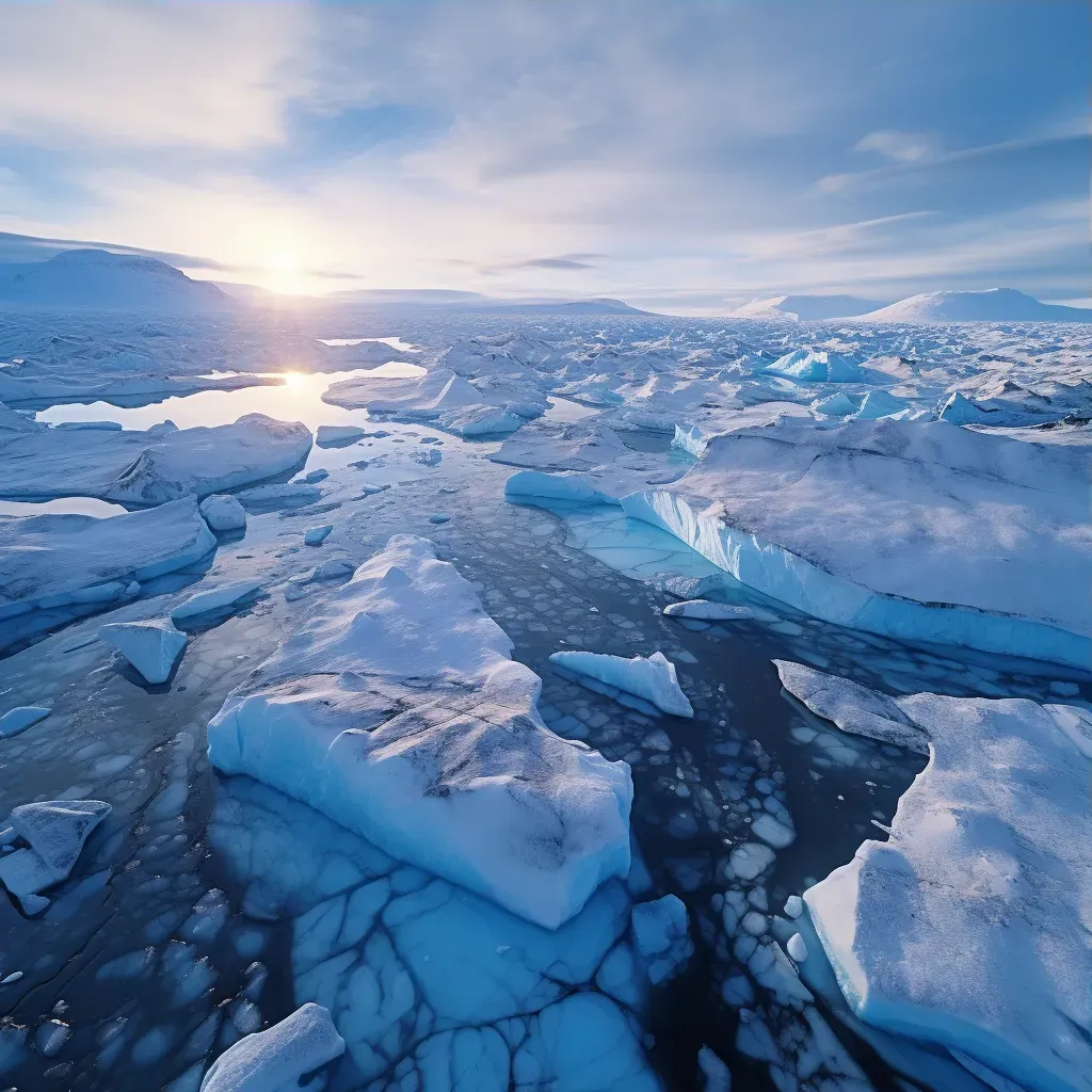 Ice melting in polar landscape, showing the effects of glacier melt - Image 3