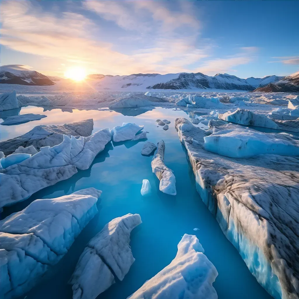 Ice melting in polar landscape, showing the effects of glacier melt - Image 4