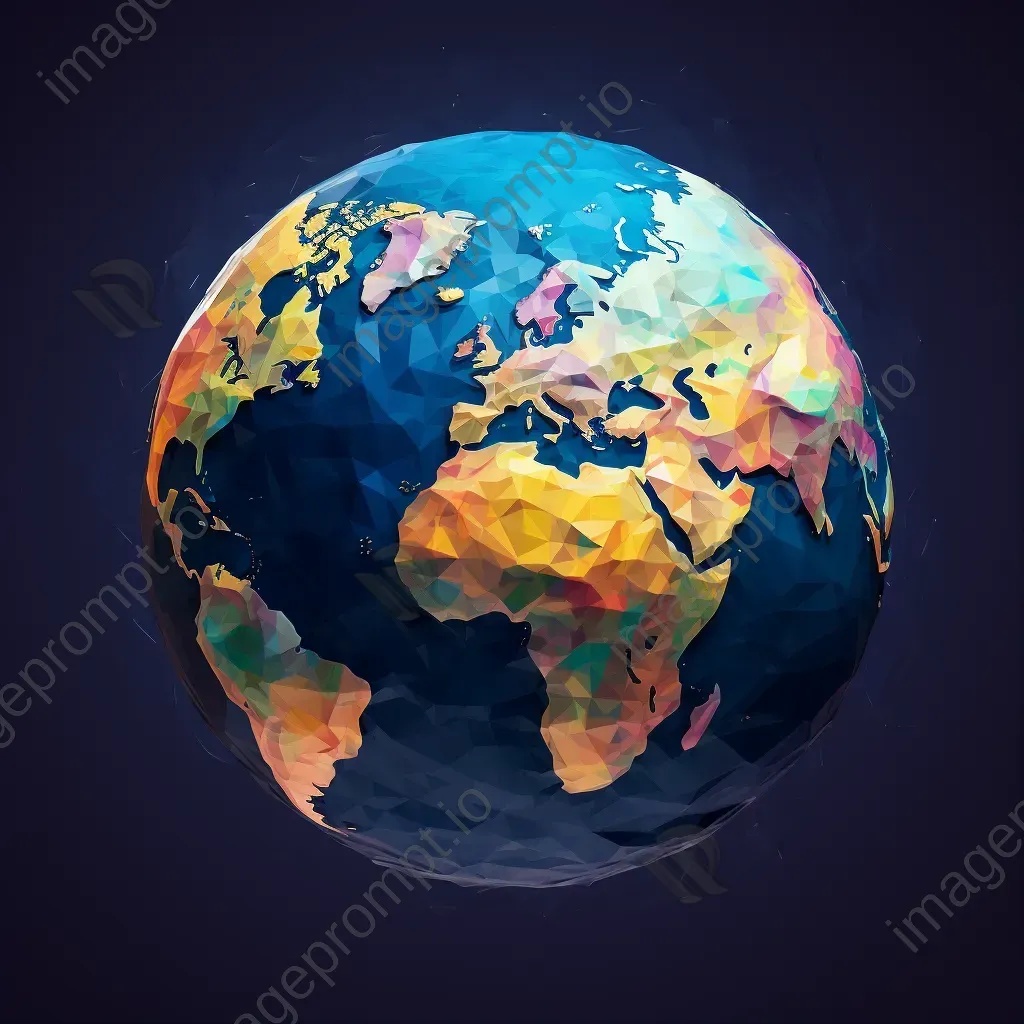 Low poly satellite view of a colorful Earth - Image 1