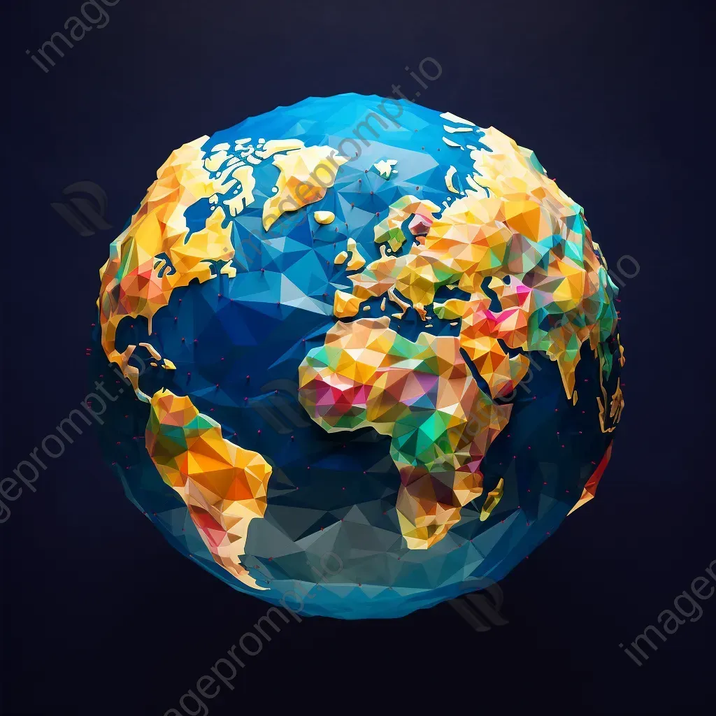 Low poly satellite view of a colorful Earth - Image 2