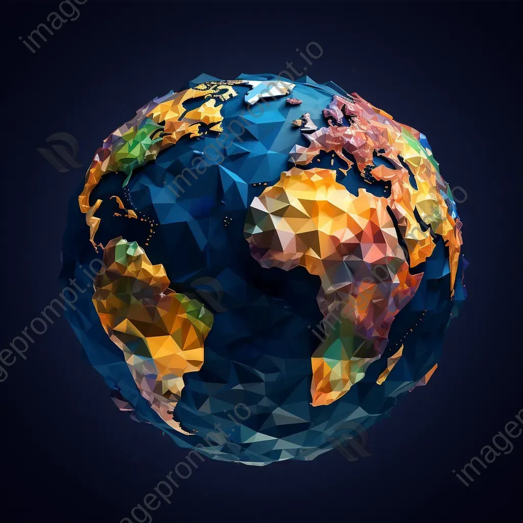 Low poly satellite view of a colorful Earth - Image 3