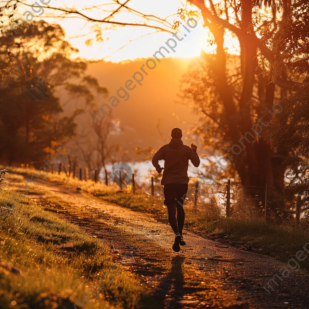 Jogger on a scenic trail during sunrise - Image 2