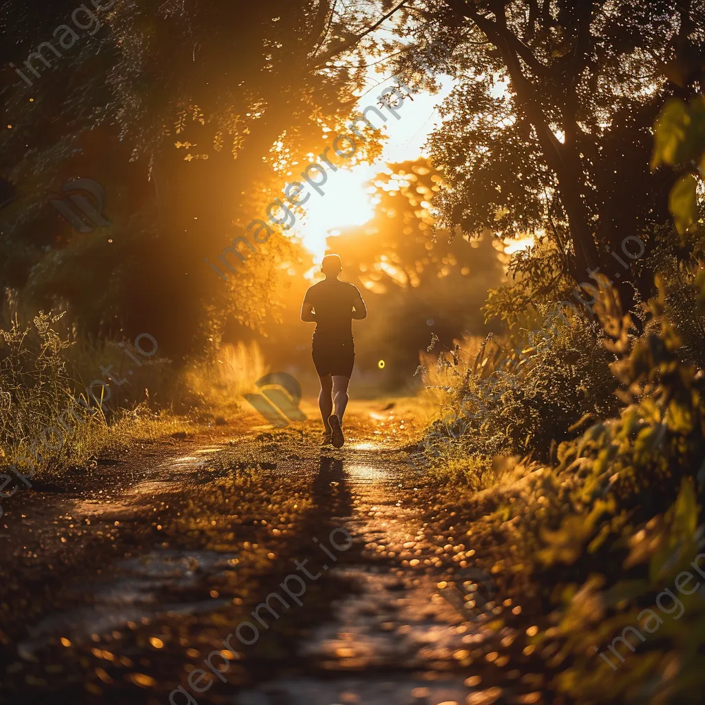 Jogger on a scenic trail during sunrise - Image 4