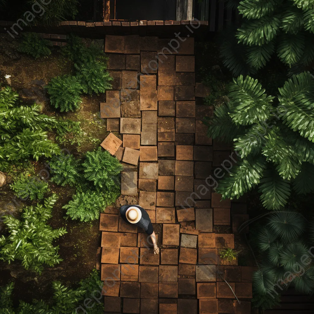 Overhead view of bricks laid in a rustic outdoor setting - Image 3