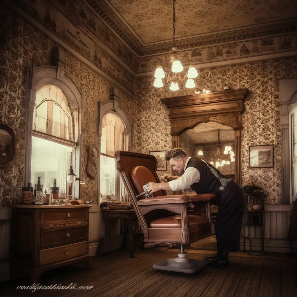 Vintage barbershop scene - Image 1