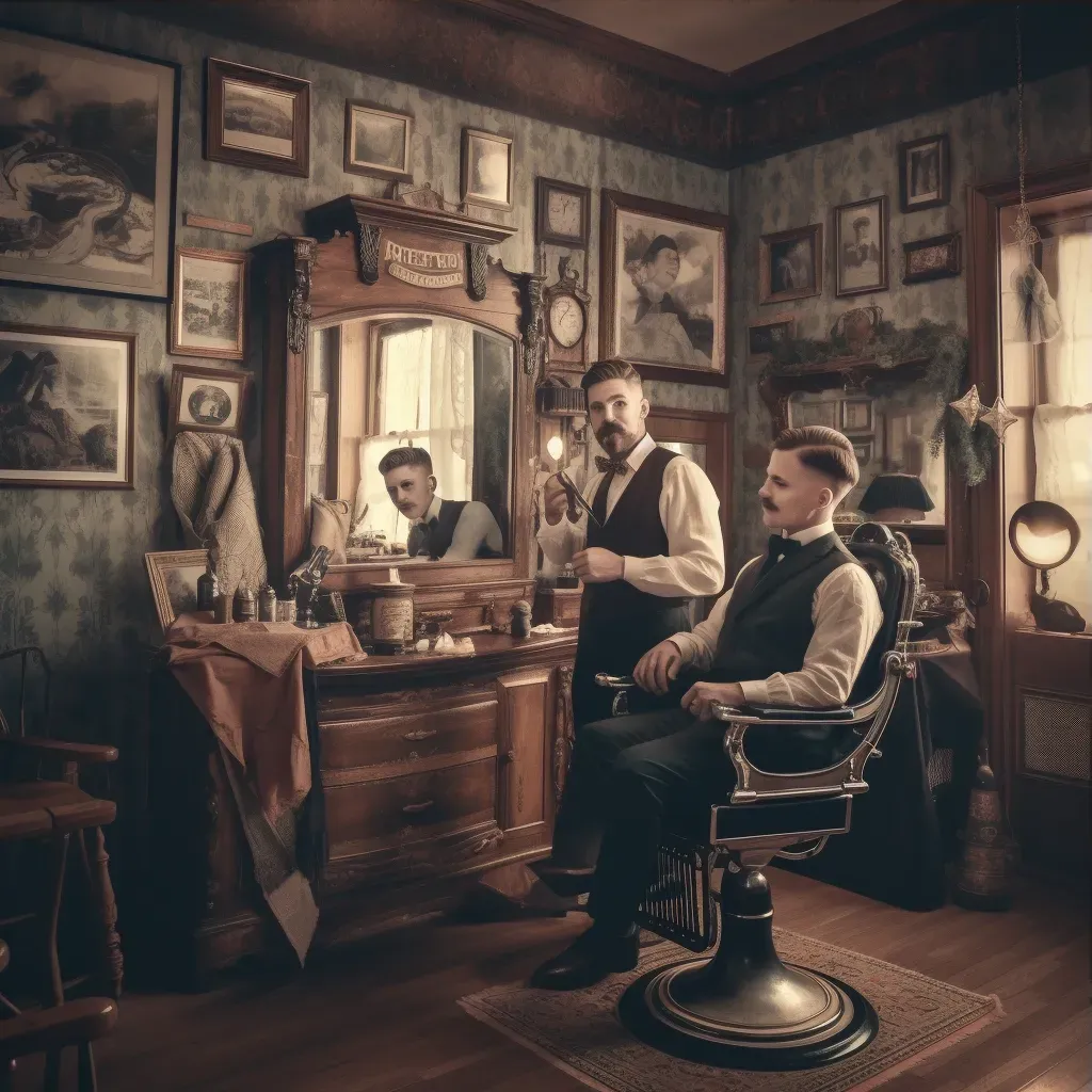 Vintage barbershop scene - Image 3