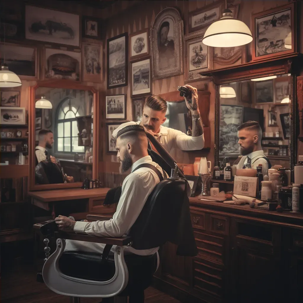 Vintage barbershop scene - Image 4