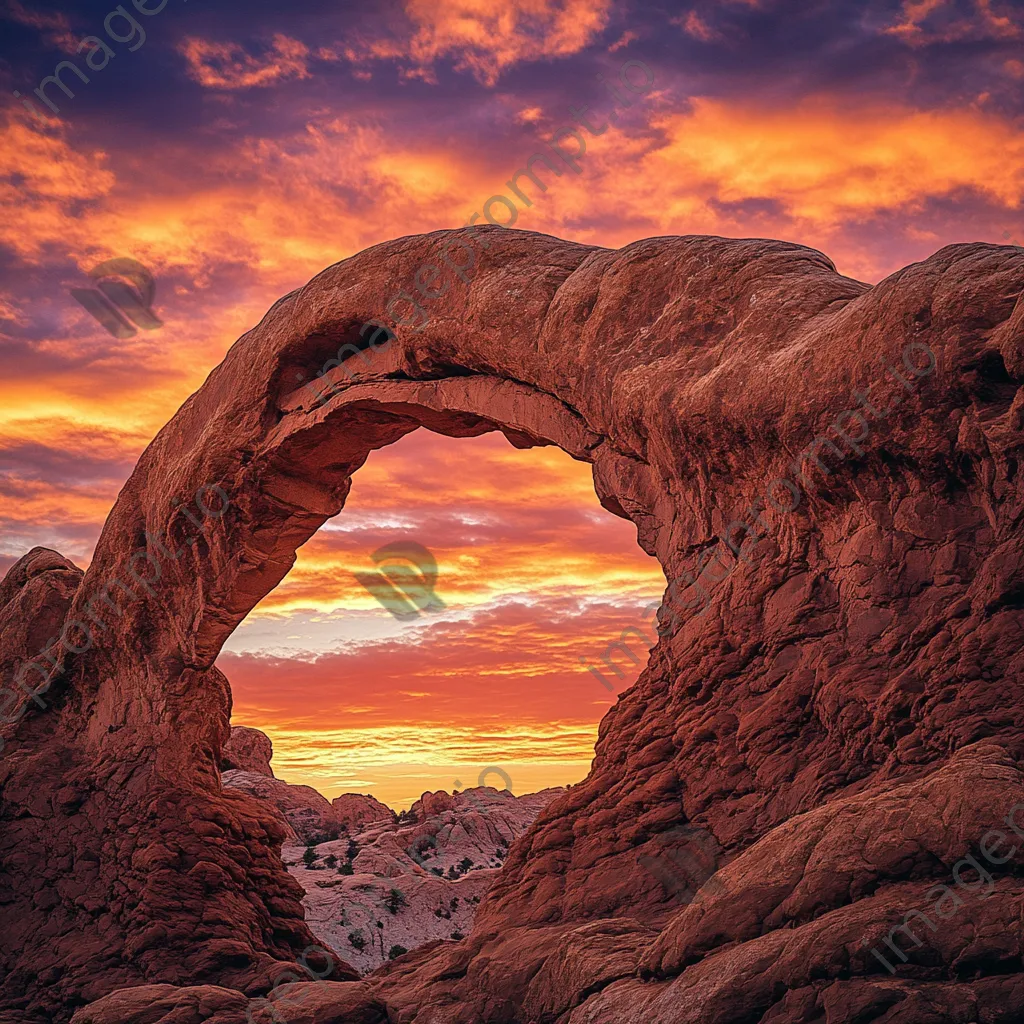 Side view of rock arch at sunset - Image 1