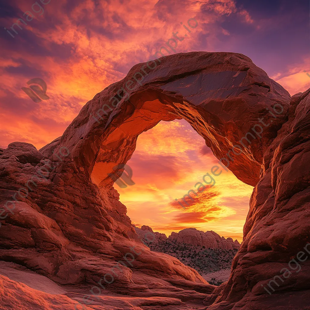 Side view of rock arch at sunset - Image 2