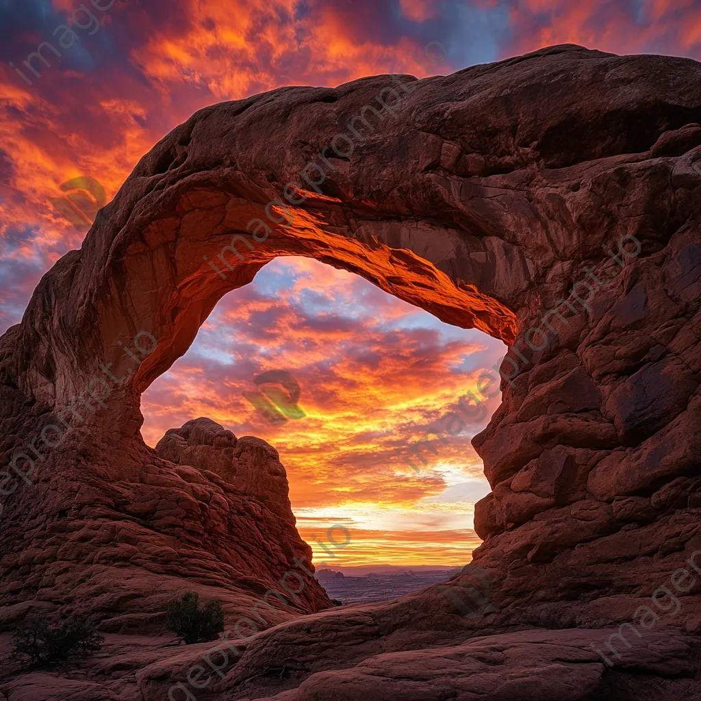 Side view of rock arch at sunset - Image 4