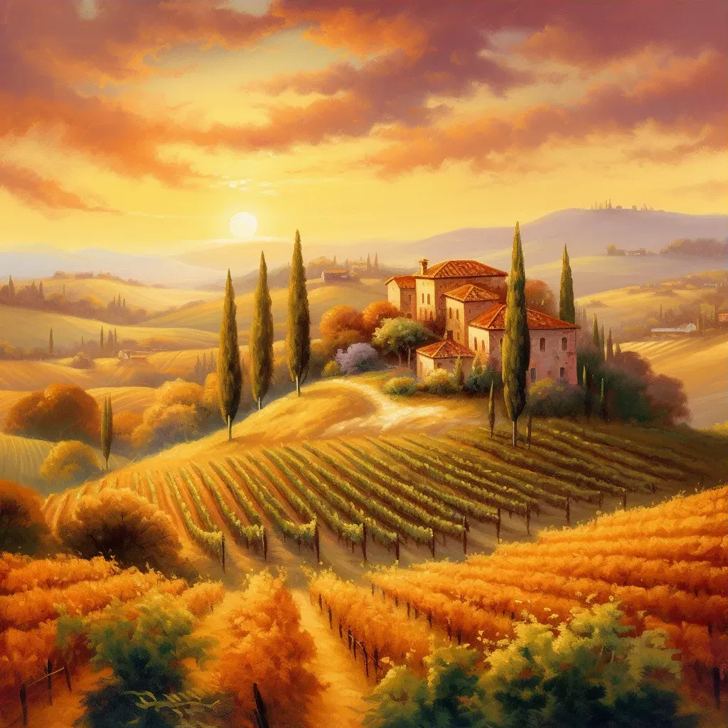 Tuscan vineyard sunset glow - Image 3