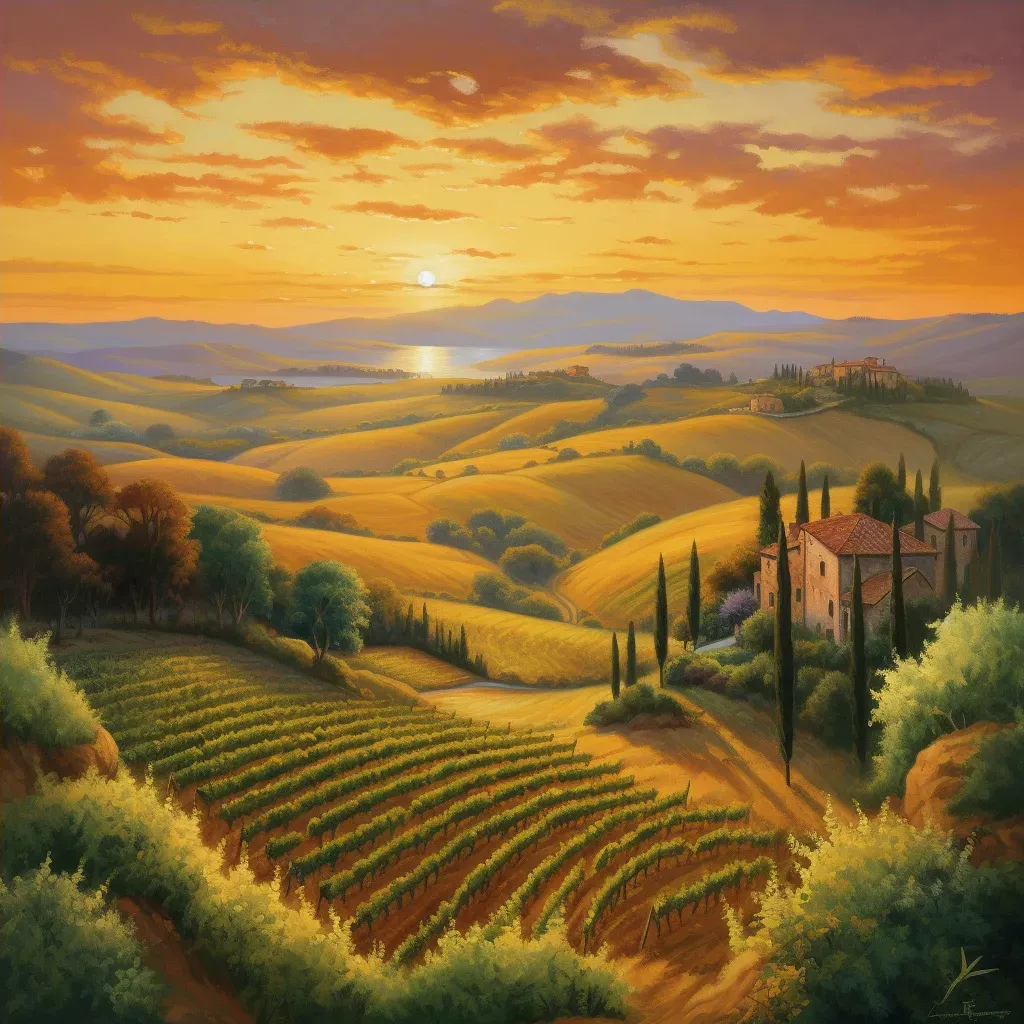 Tuscan vineyard sunset glow - Image 4