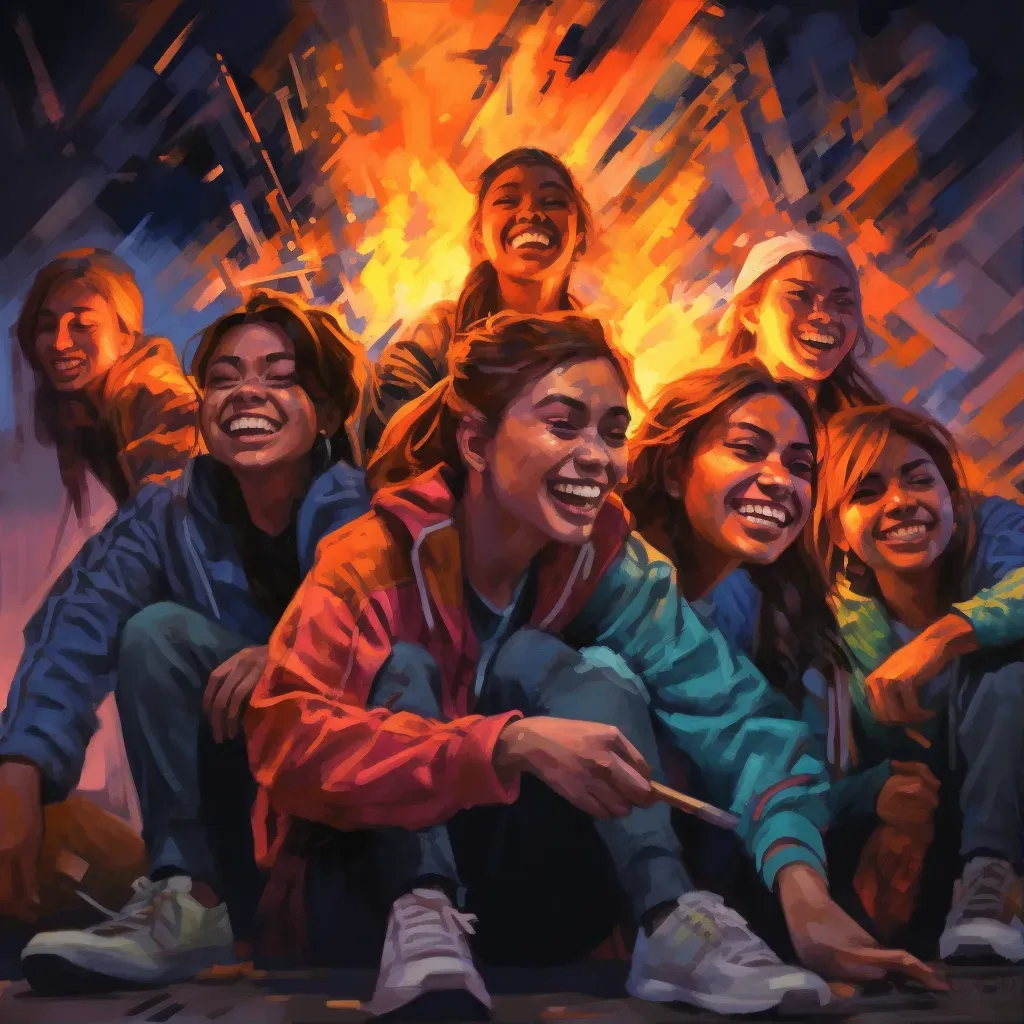 Teenagers Enjoying Bonfire Fun under Warm Glow - Image Generated - Image 1