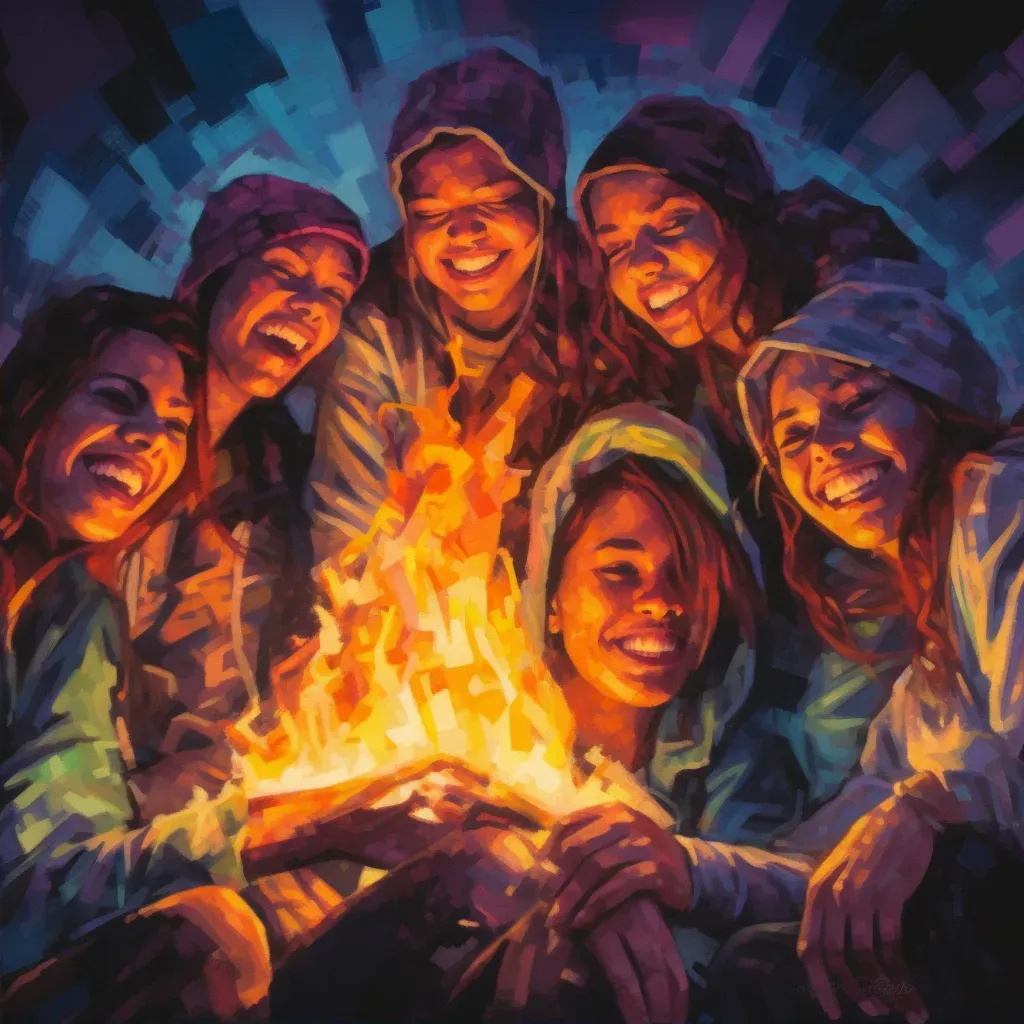 Teenagers Enjoying Bonfire Fun under Warm Glow - Image Generated - Image 2