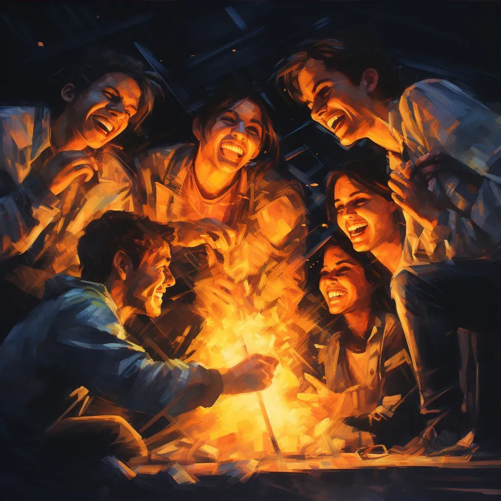 Teenagers Enjoying Bonfire Fun under Warm Glow - Image Generated - Image 3